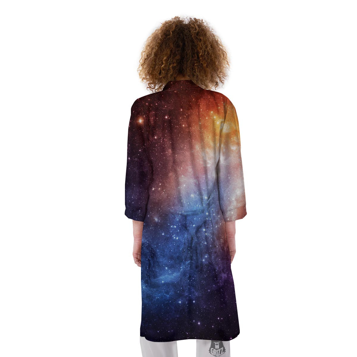 Universe Galaxy Space Teal Orange Print Kimono-grizzshop