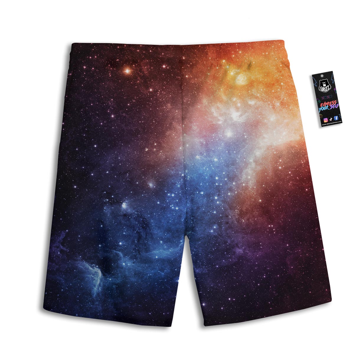 Universe Galaxy Space Teal Orange Print Men's Athletic Shorts
