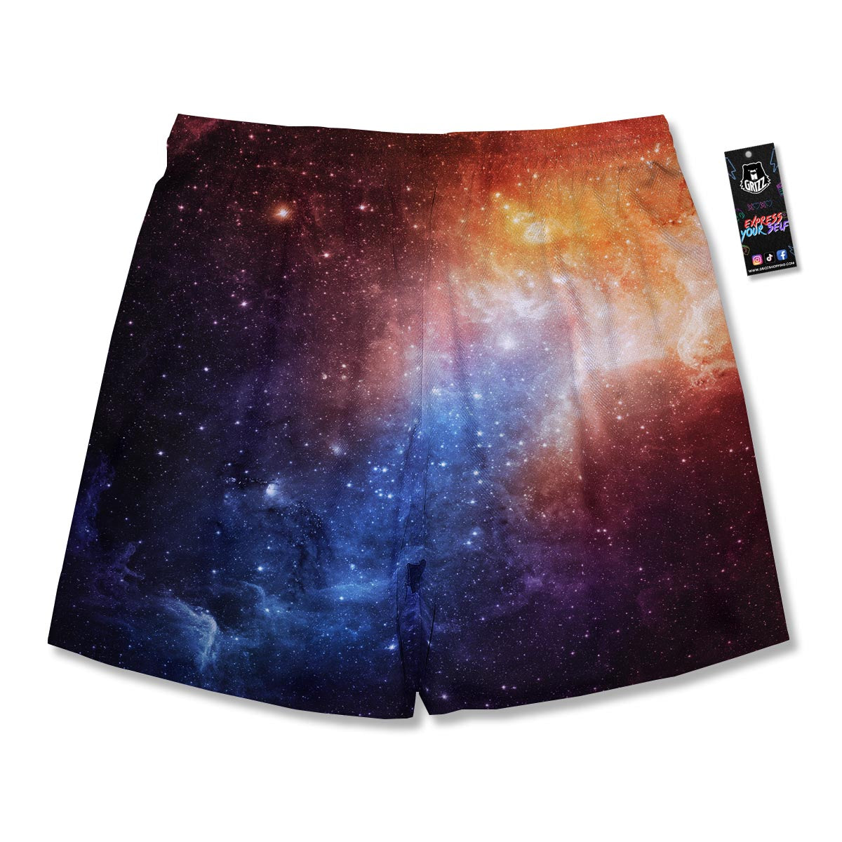 Universe Galaxy Space Teal Orange Print Men's Running Shorts-grizzshop