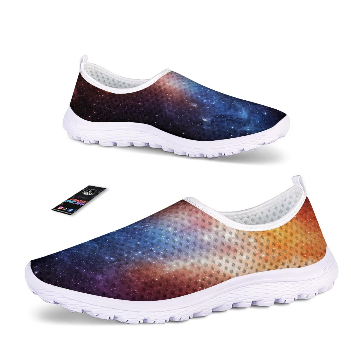 Universe Galaxy Space Teal Orange Print Nurse Shoes-grizzshop