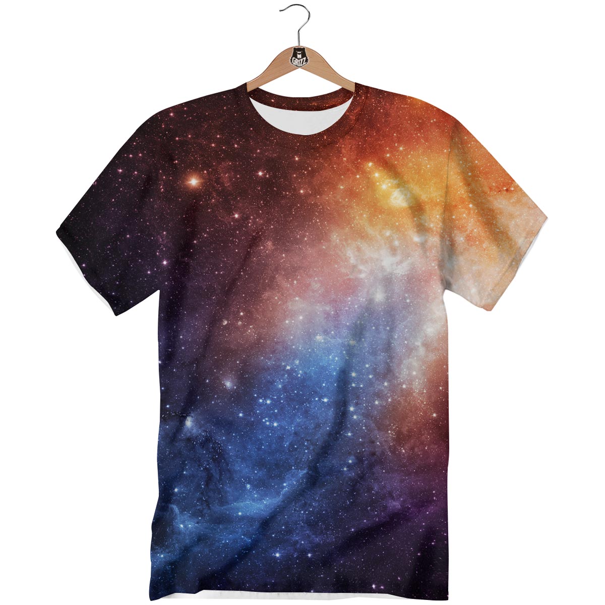 Universe Galaxy Space Teal Orange Print T-Shirt-grizzshop