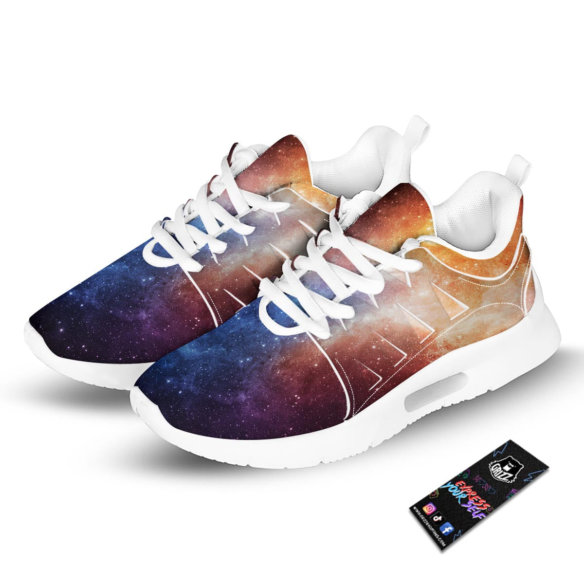 Universe Galaxy Space Teal Orange Print Tennis Shoes-grizzshop