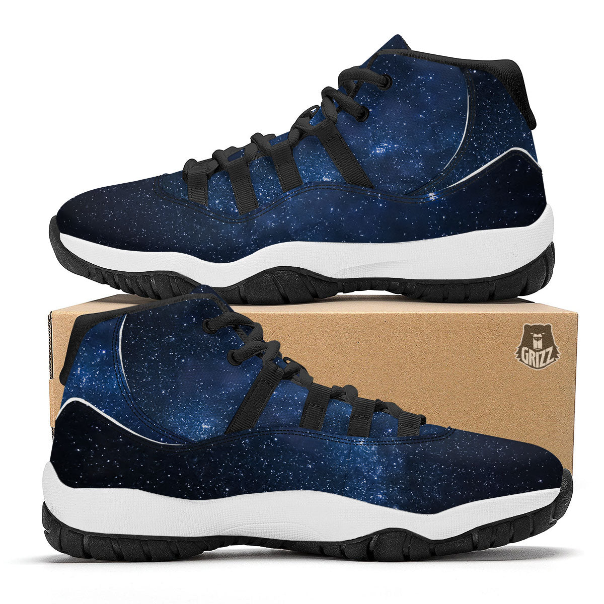 Universe Milky Way Print Black Bball Shoes-grizzshop