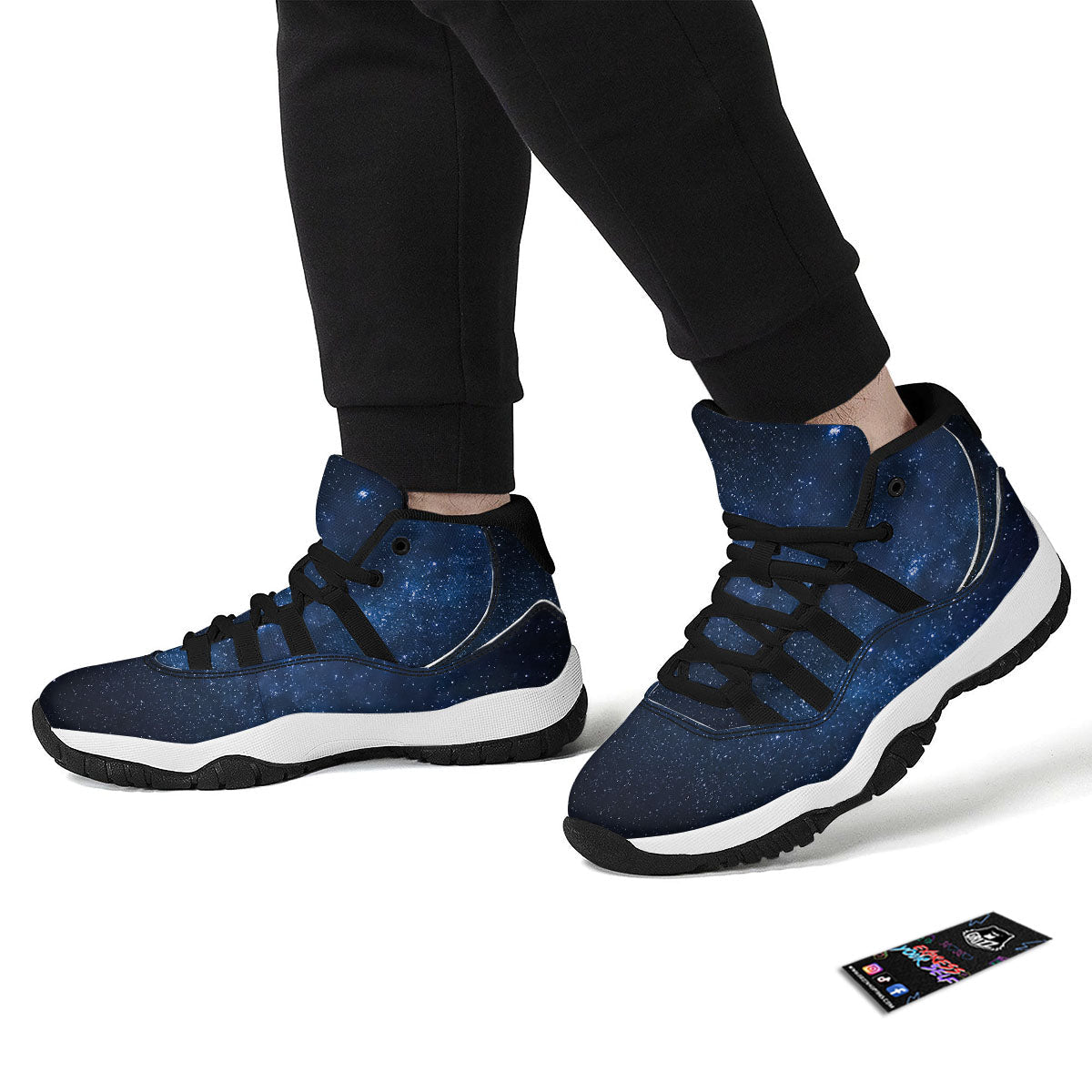 Universe Milky Way Print Black Bball Shoes-grizzshop