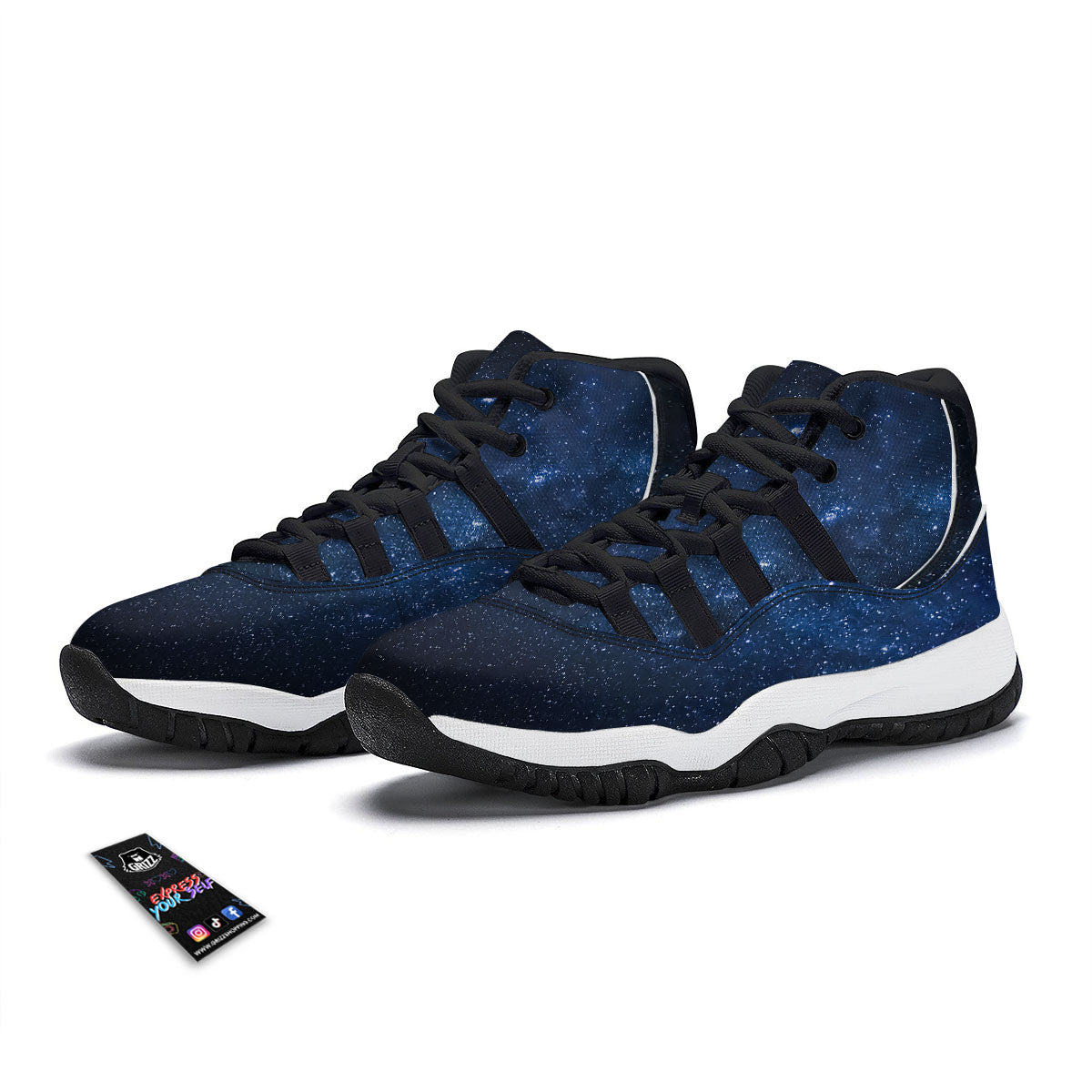Universe Milky Way Print Black Bball Shoes-grizzshop