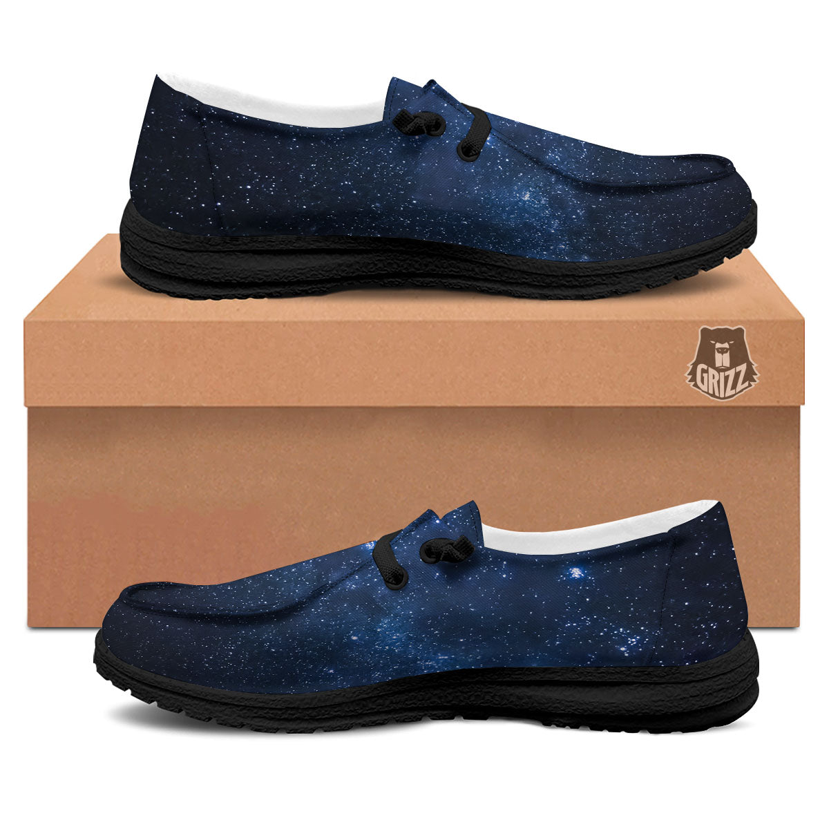 Universe Milky Way Print Black Loafers-grizzshop