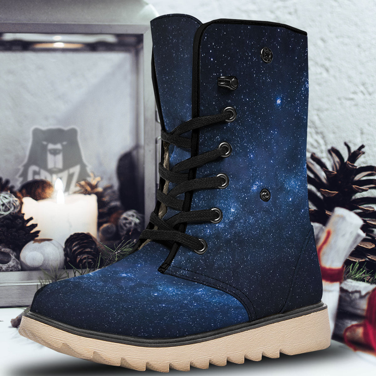 Universe Milky Way Print Snow Boots-grizzshop