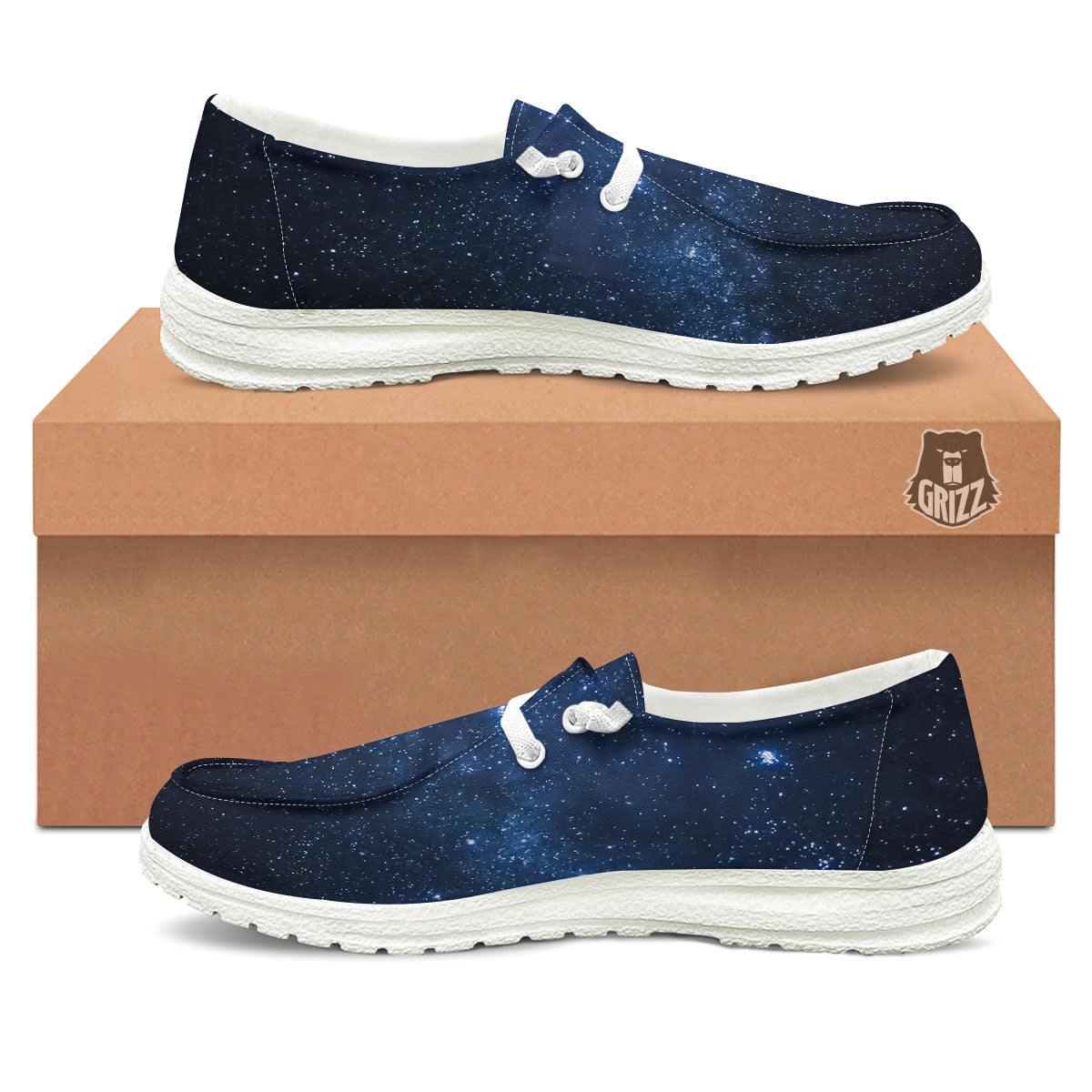 Universe Milky Way Print White Loafers-grizzshop