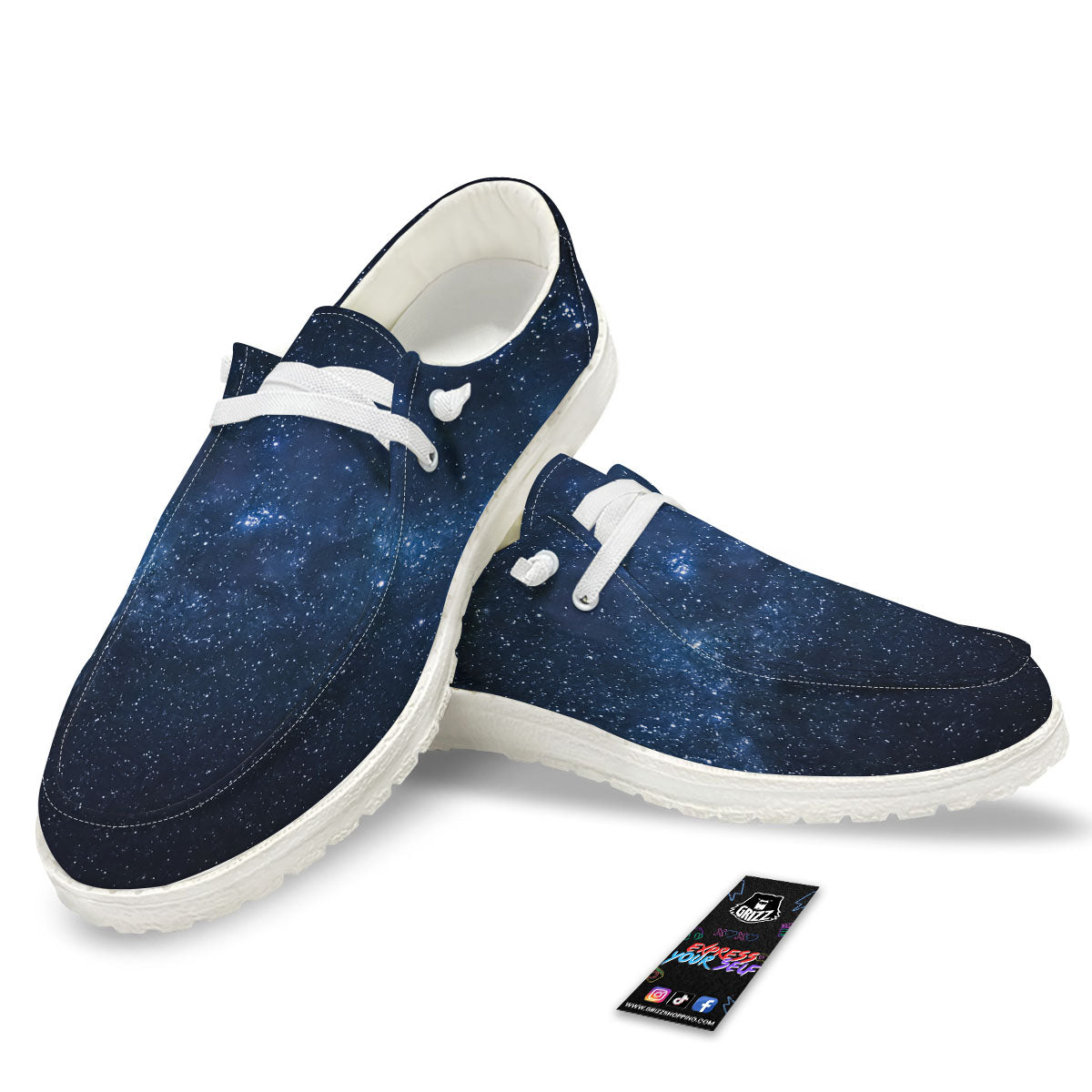 Universe Milky Way Print White Loafers-grizzshop