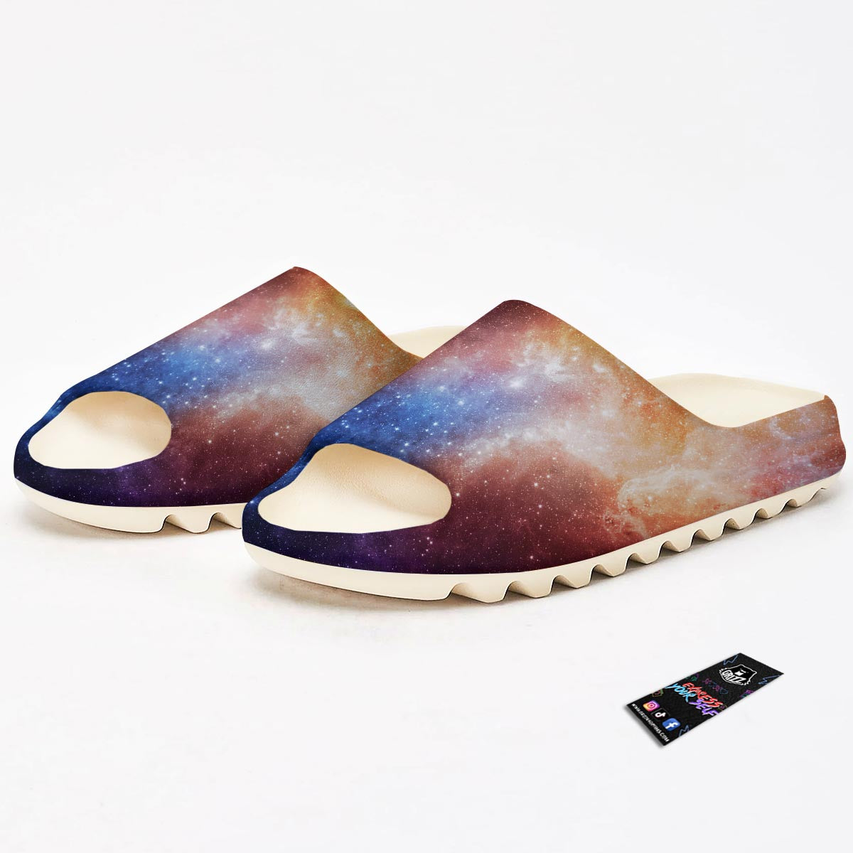 Universe Galaxy Space Teal Orange Print Sandals-grizzshop