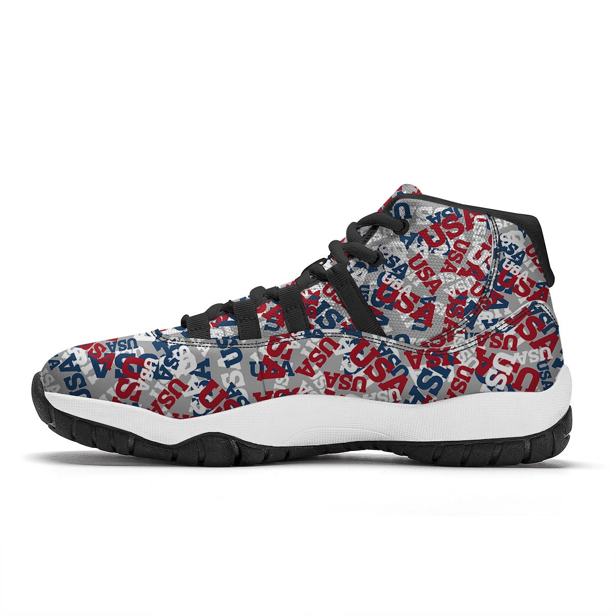 Usa Patriot Pattern Print Black Bball Shoes-grizzshop