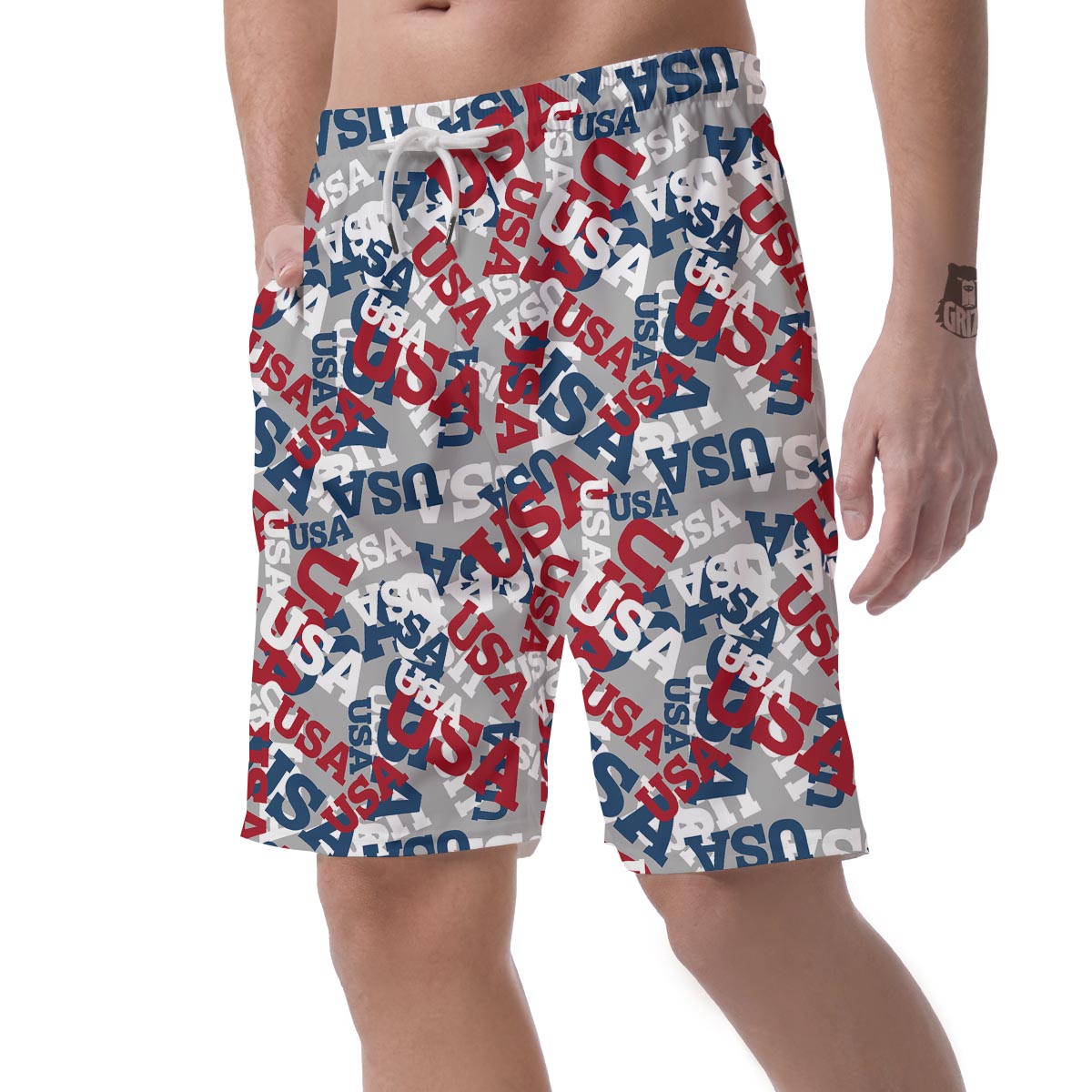 Usa Patriot Pattern Print Men's Shorts-grizzshop