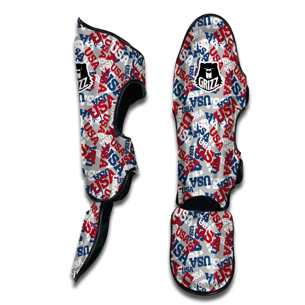 Usa Patriot Pattern Print Muay Thai Shin Guards-grizzshop