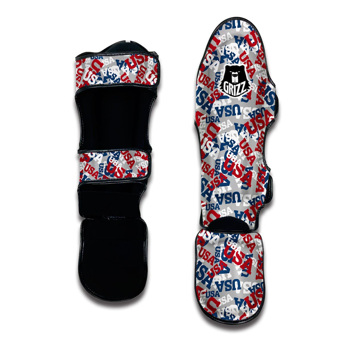 Usa Patriot Pattern Print Muay Thai Shin Guards-grizzshop