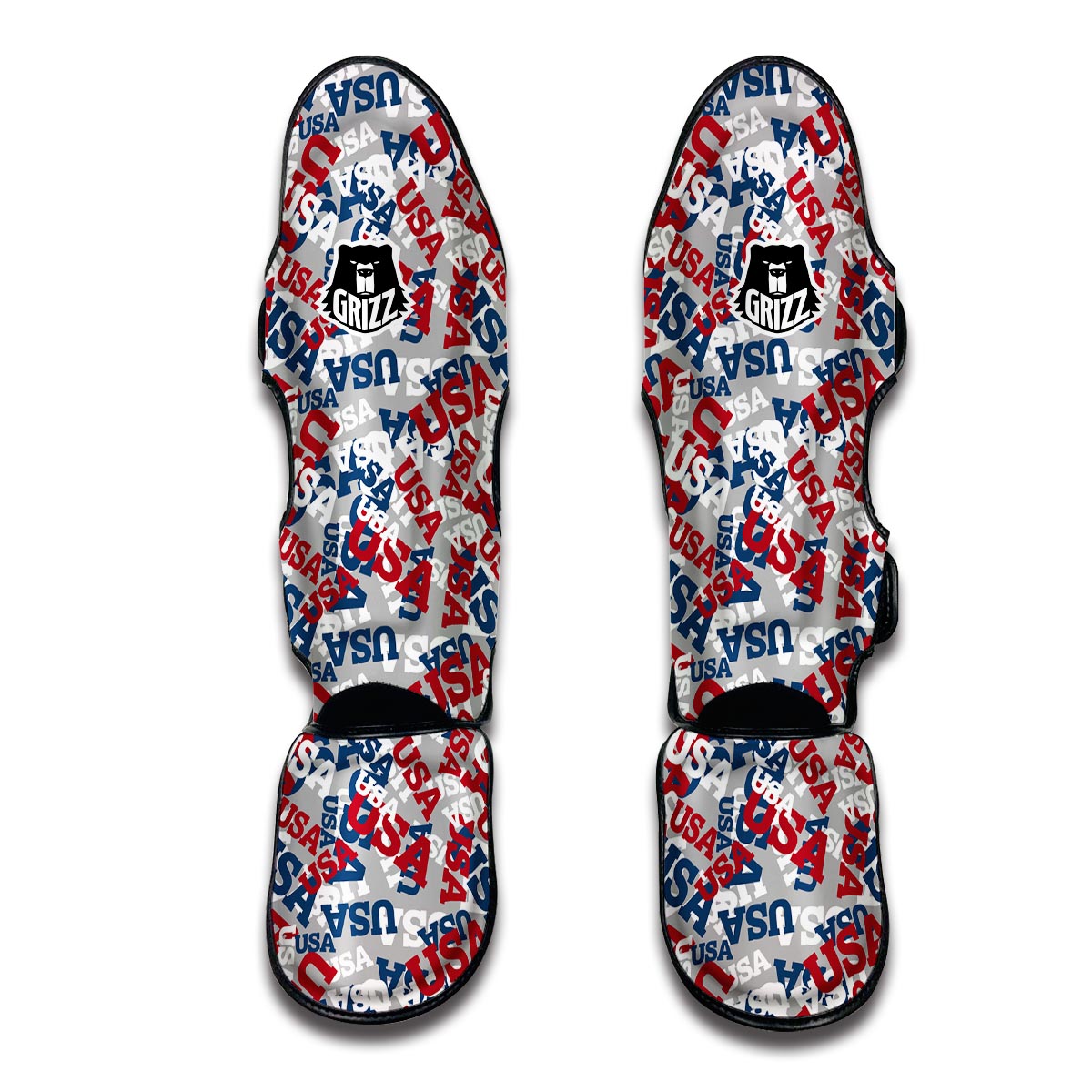 Usa Patriot Pattern Print Muay Thai Shin Guards-grizzshop