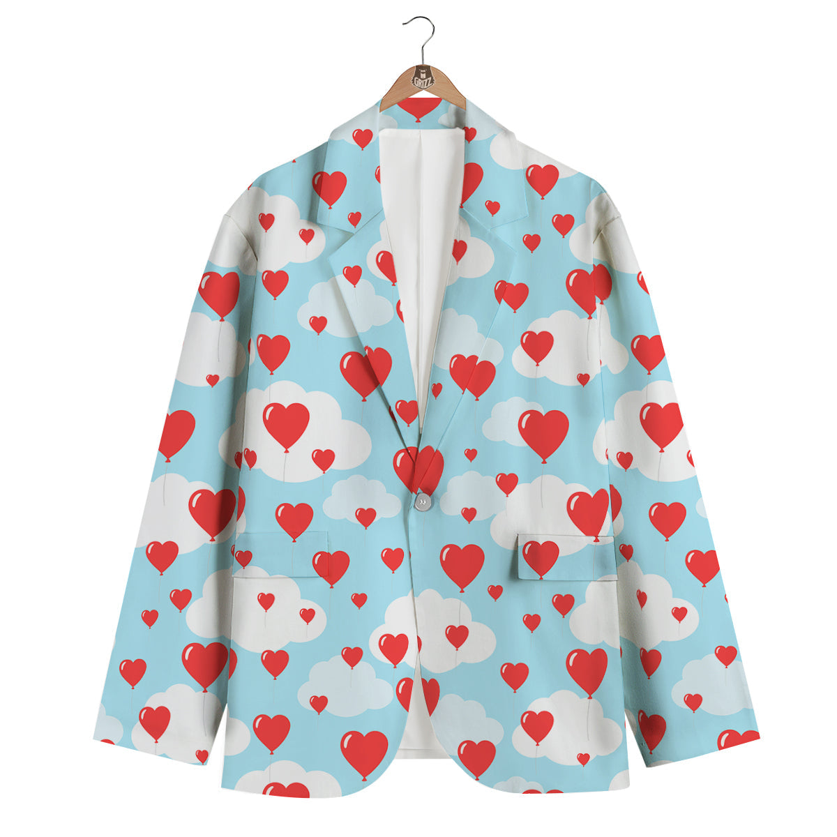 Valentine Heart Balloon Print Pattern Men's Blazer-grizzshop