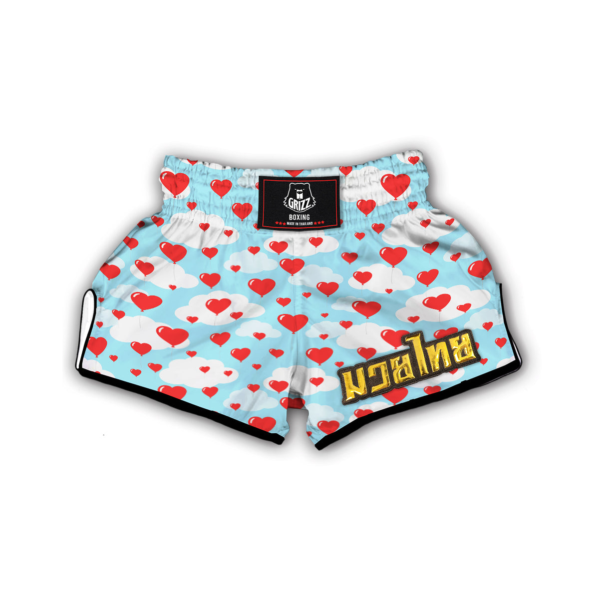 Valentine Heart Balloon Print Pattern Muay Thai Boxing Shorts-grizzshop