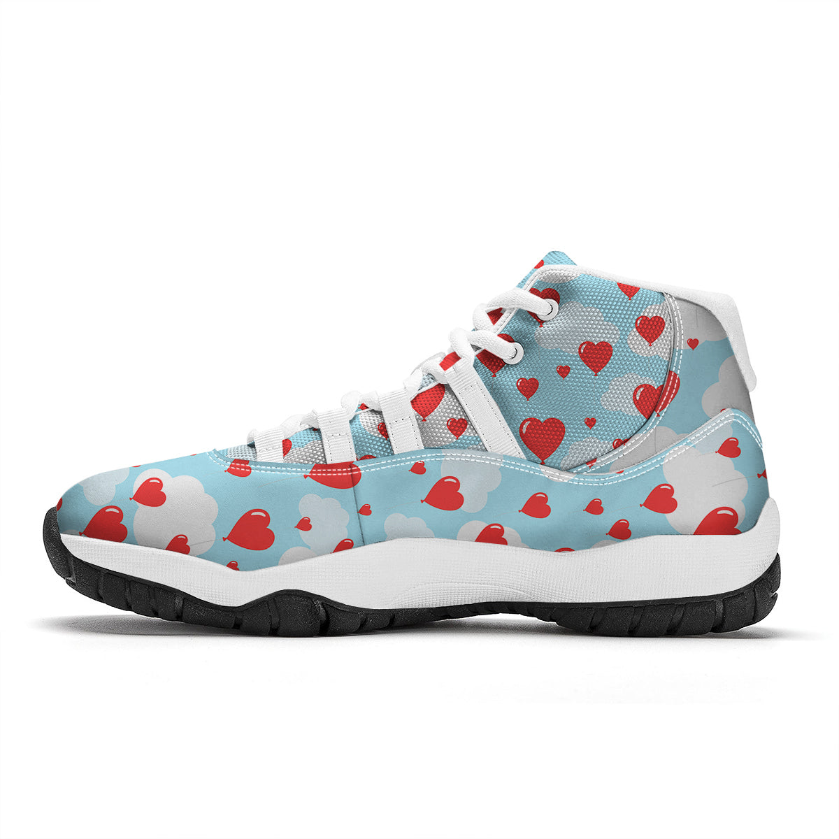 Valentine Heart Balloon Print Pattern White Bball Shoes-grizzshop