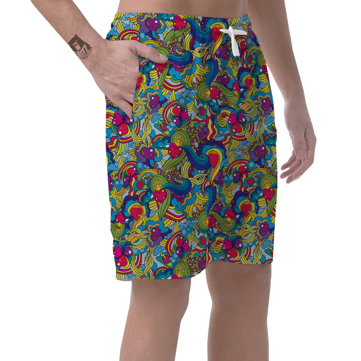 Valentine Heart Hippie Trippy Men's Shorts-grizzshop