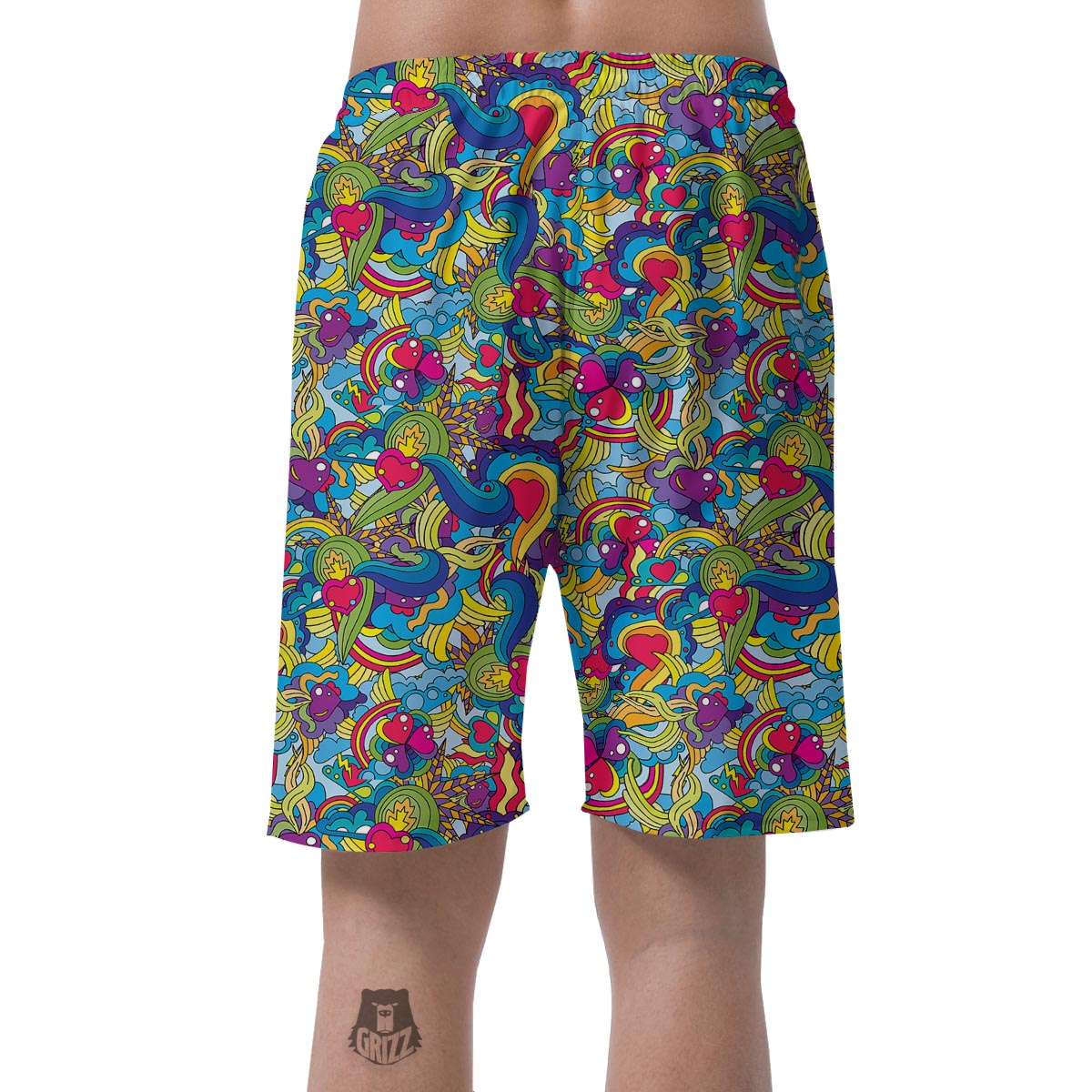 Valentine Heart Hippie Trippy Men's Shorts-grizzshop