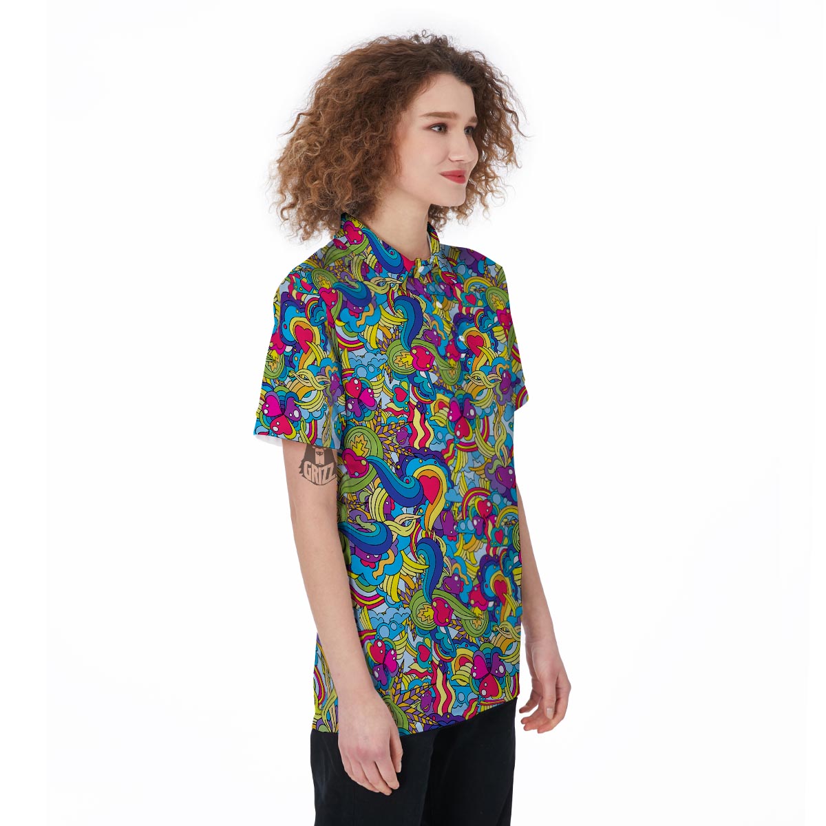 Valentine Heart Hippie Trippy Women's Golf Shirts-grizzshop