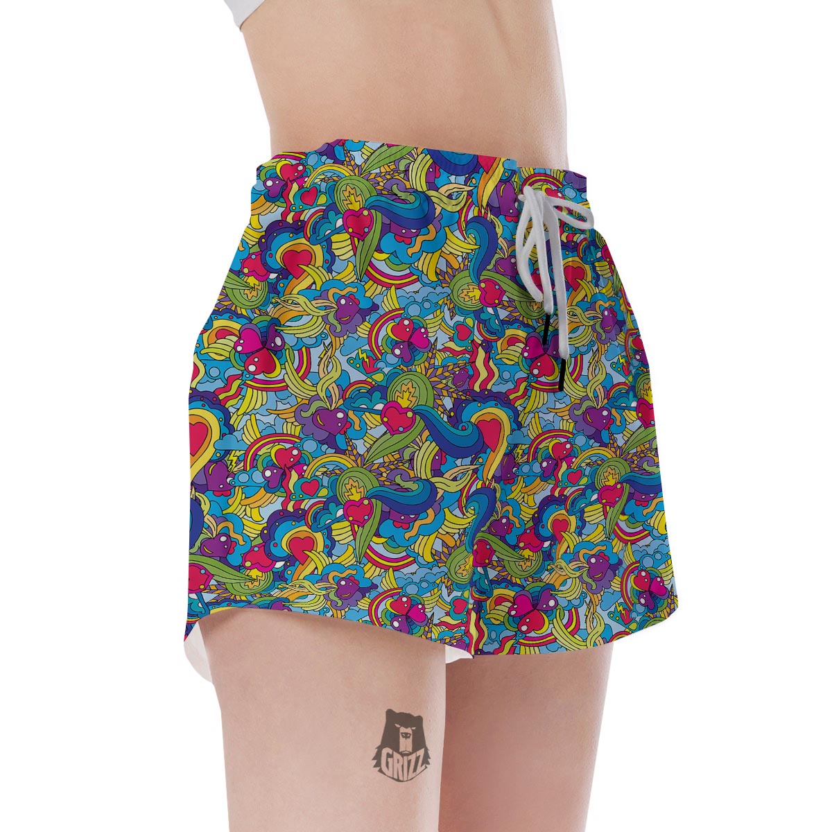 Valentine Heart Hippie Trippy Women's Shorts-grizzshop