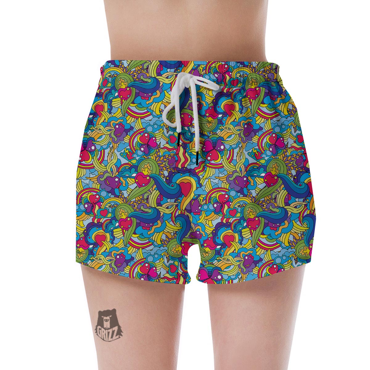 Valentine Heart Hippie Trippy Women's Shorts-grizzshop