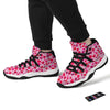 Valentine Pink Heart Print Pattern Black Bball Shoes-grizzshop