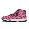 Valentine Pink Heart Print Pattern Black Bball Shoes-grizzshop