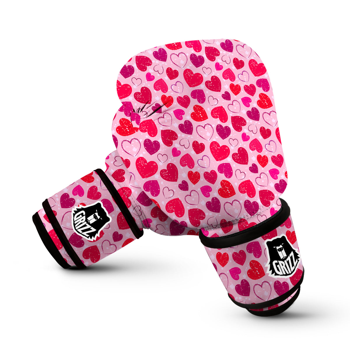 Valentine Pink Heart Print Pattern Boxing Gloves-grizzshop