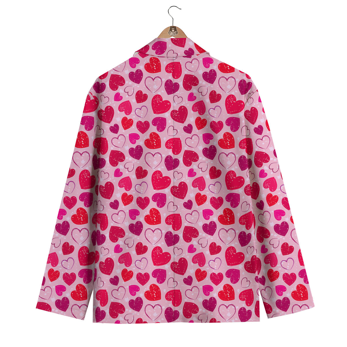 Valentine Pink Heart Print Pattern Men's Blazer-grizzshop