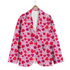 Valentine Pink Heart Print Pattern Men's Blazer-grizzshop