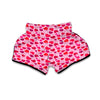 Valentine Pink Heart Print Pattern Muay Thai Boxing Shorts-grizzshop