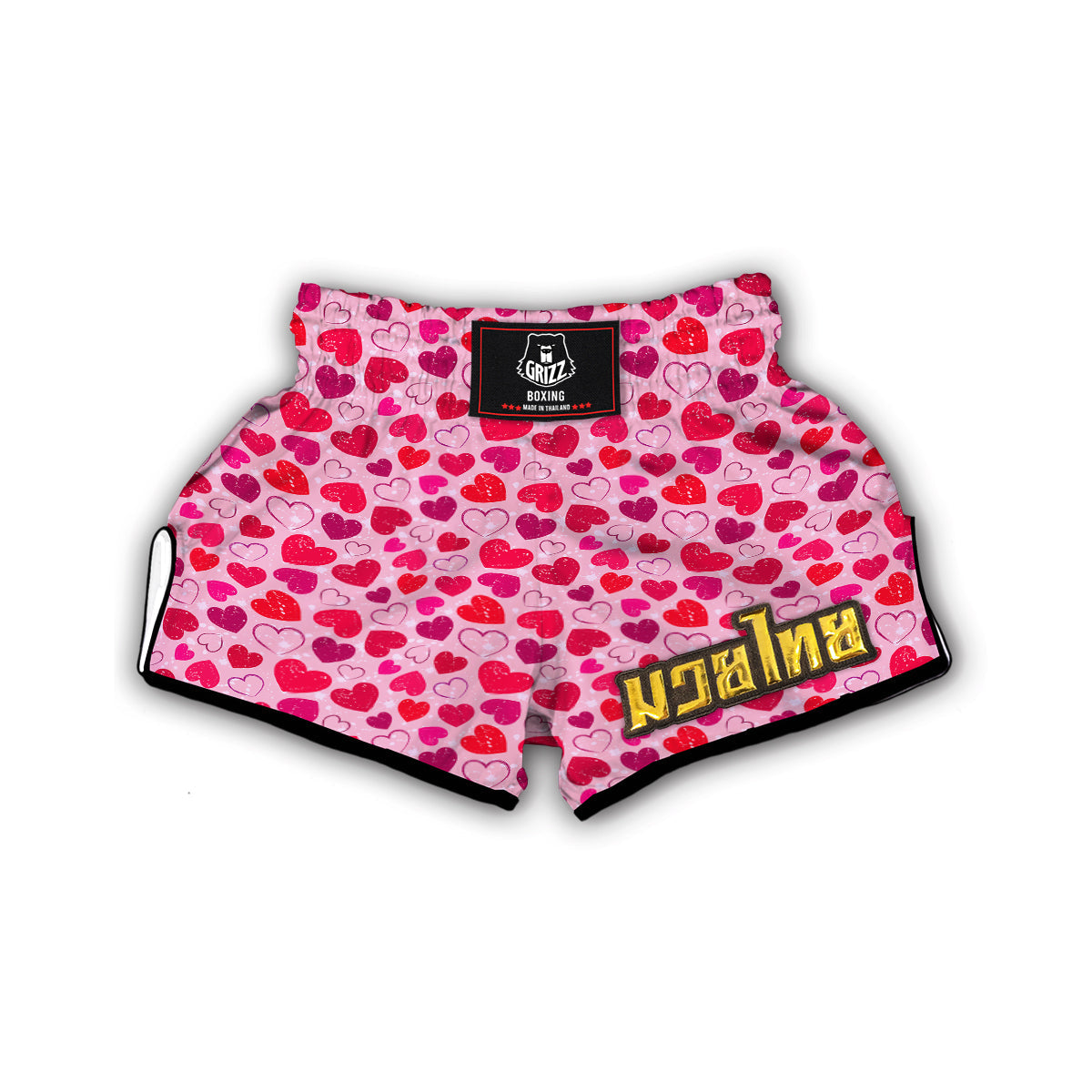 Valentine Pink Heart Print Pattern Muay Thai Boxing Shorts-grizzshop