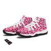 Valentine Pink Heart Print Pattern White Bball Shoes-grizzshop