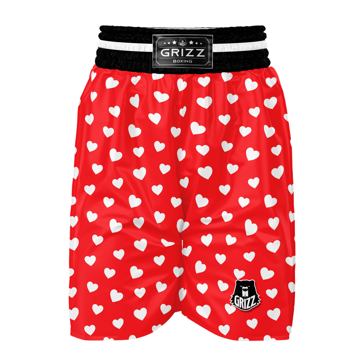 Valentine Red Heart Print Pattern Boxing Shorts-grizzshop