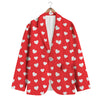 Valentine Red Heart Print Pattern Men's Blazer-grizzshop