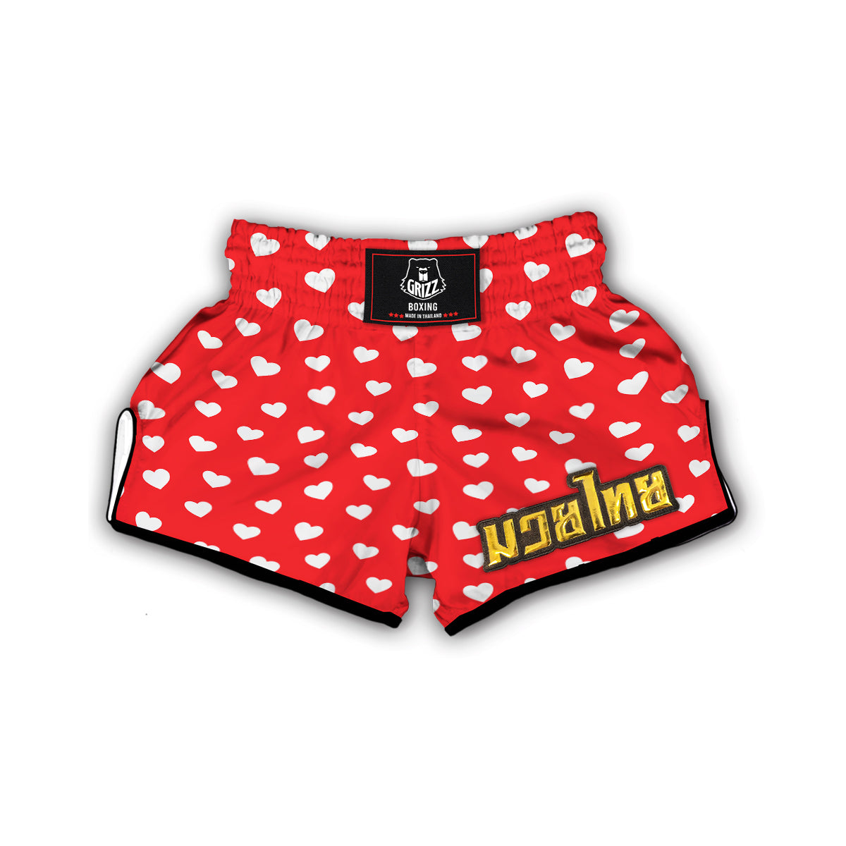 Valentine Red Heart Print Pattern Muay Thai Boxing Shorts-grizzshop