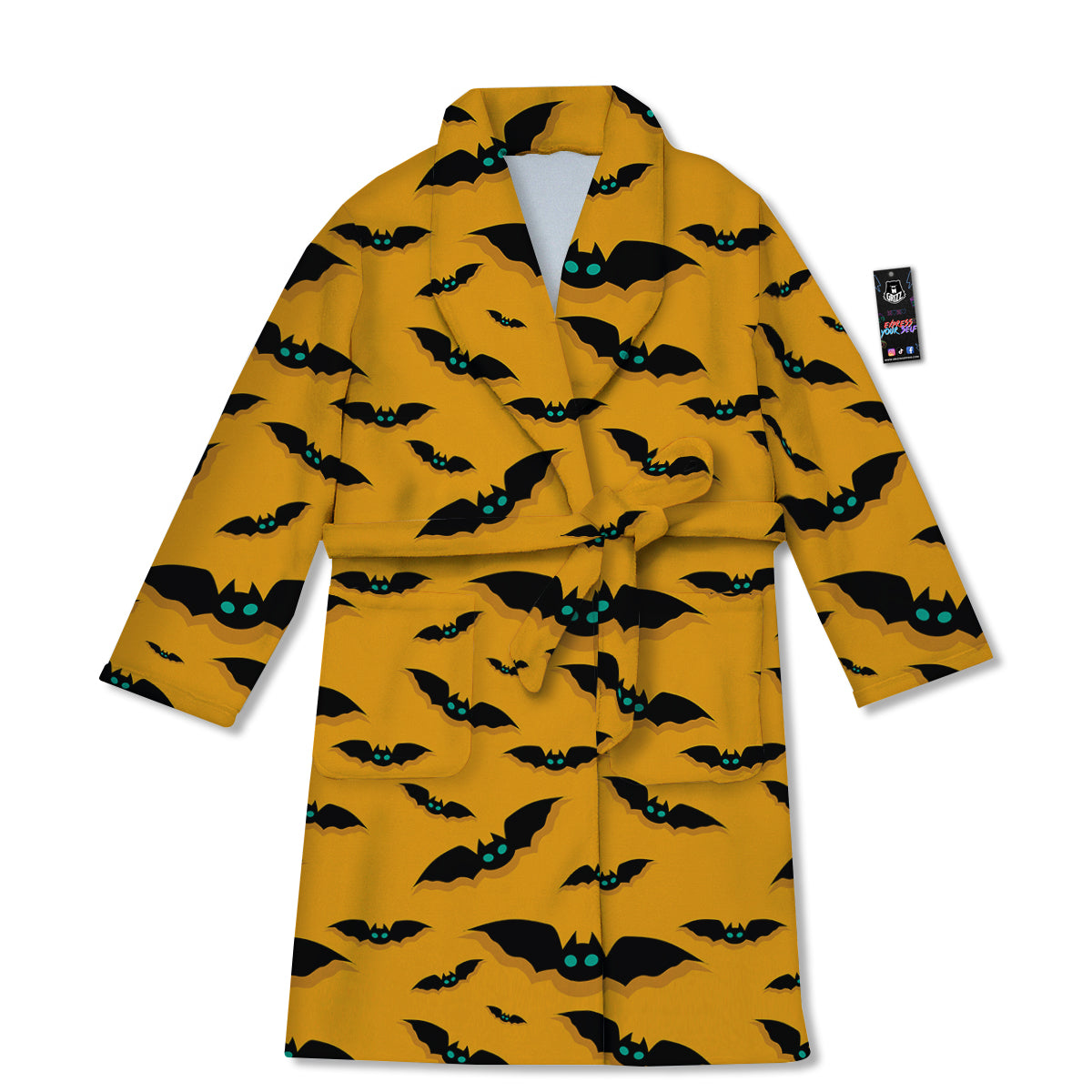 Vampire Bat Halloween Print Pattern Bathrobe-grizzshop