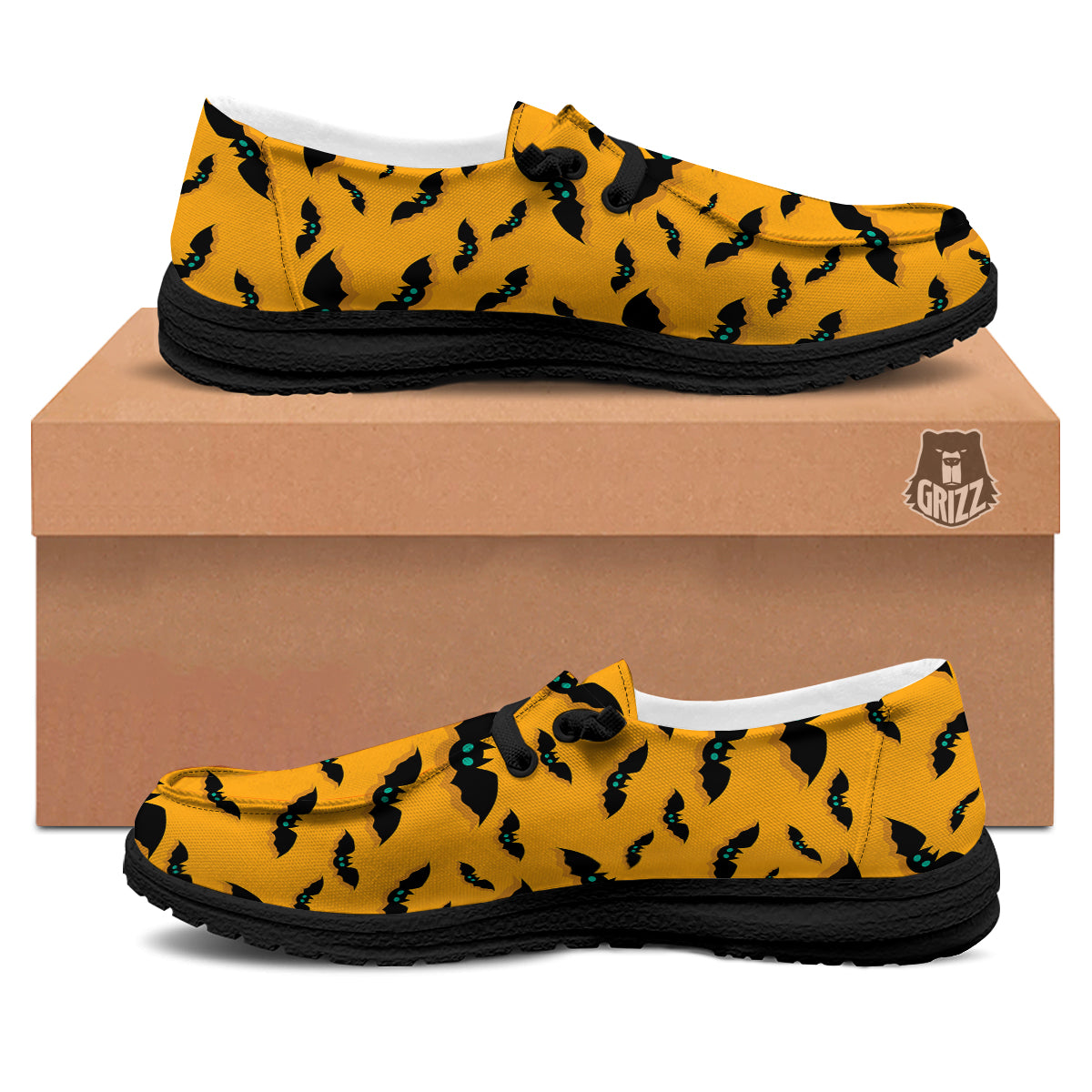 Vampire Bat Halloween Print Pattern Black Loafers-grizzshop