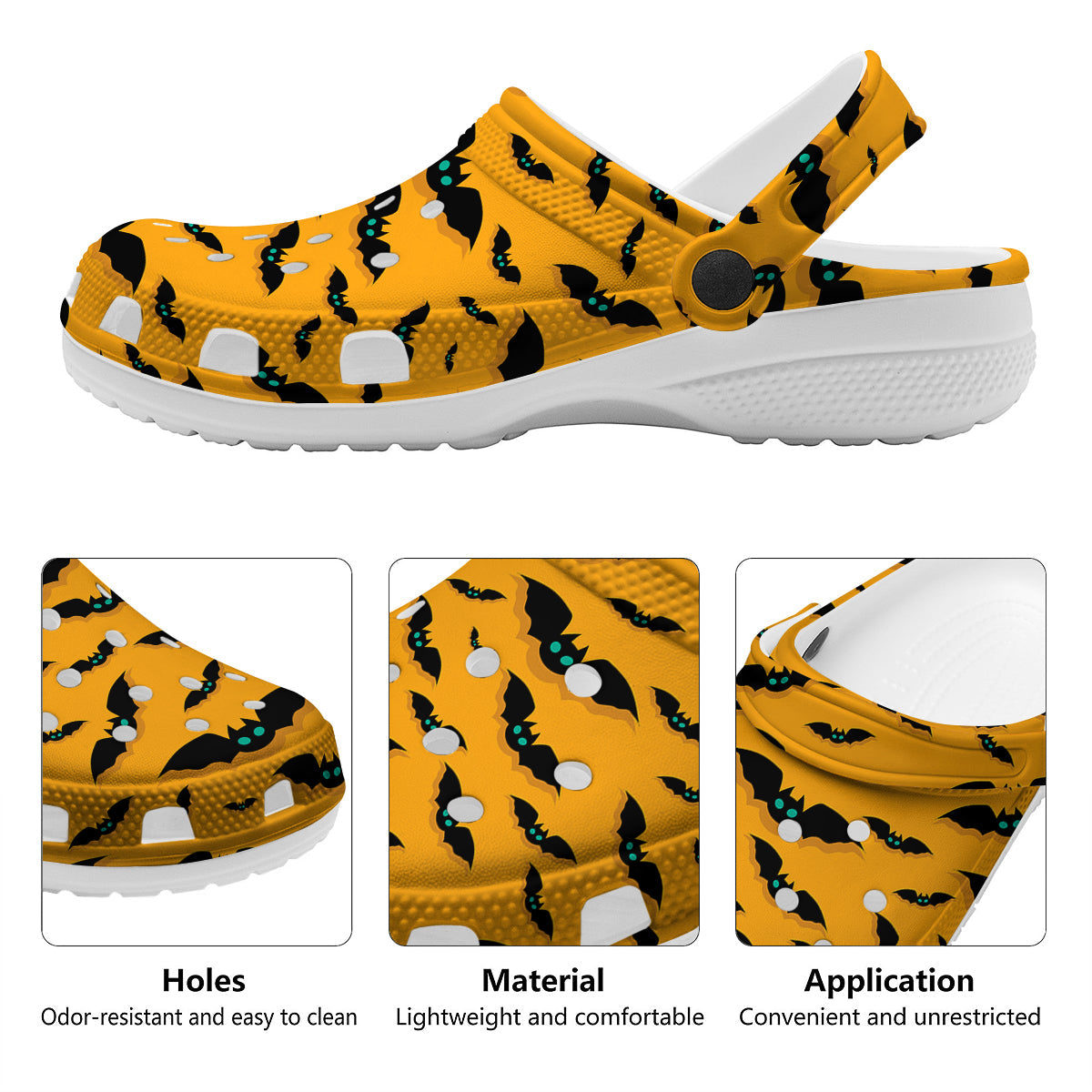Vampire Bat Halloween Print Pattern Clog-grizzshop