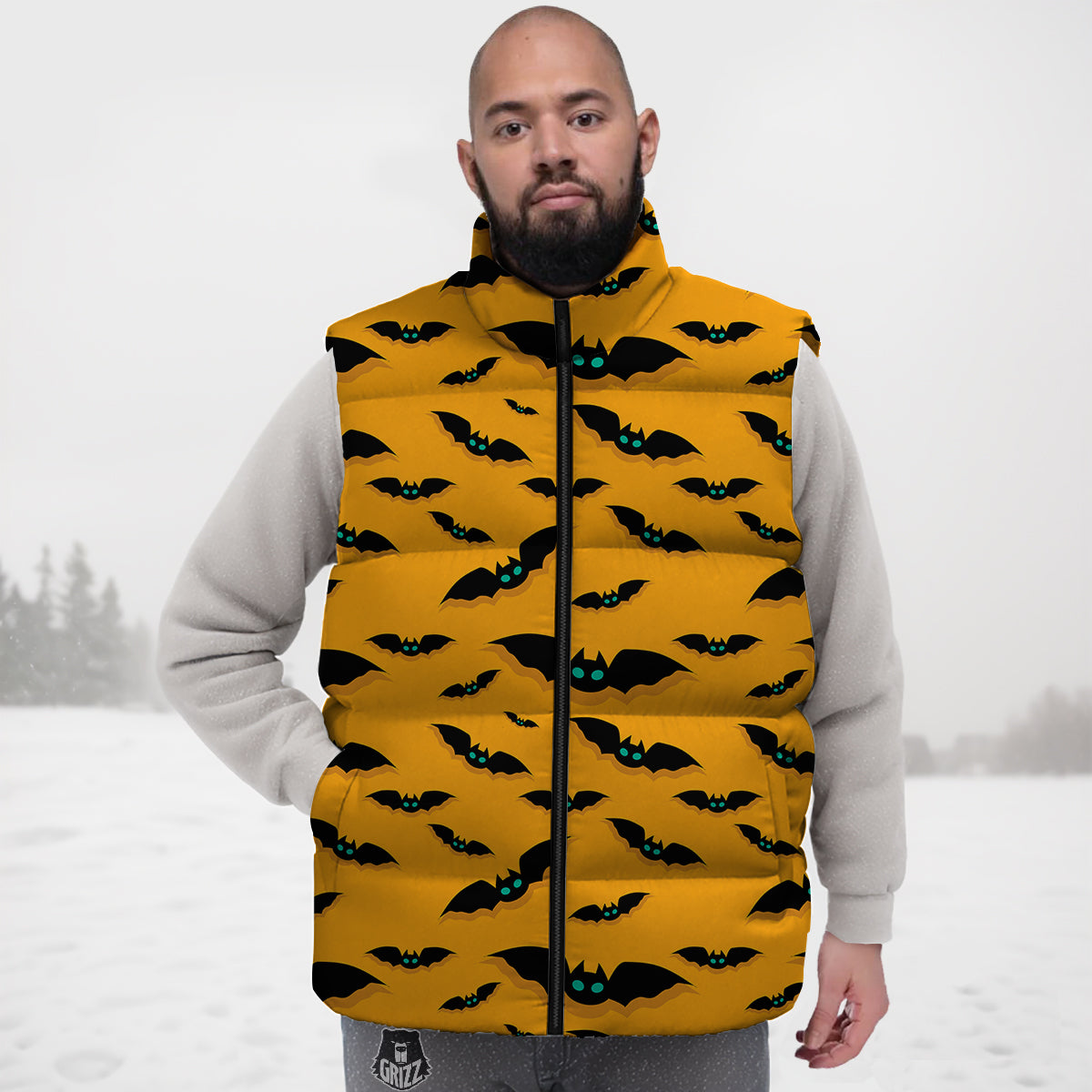 Vampire Bat Halloween Print Pattern Down Vest