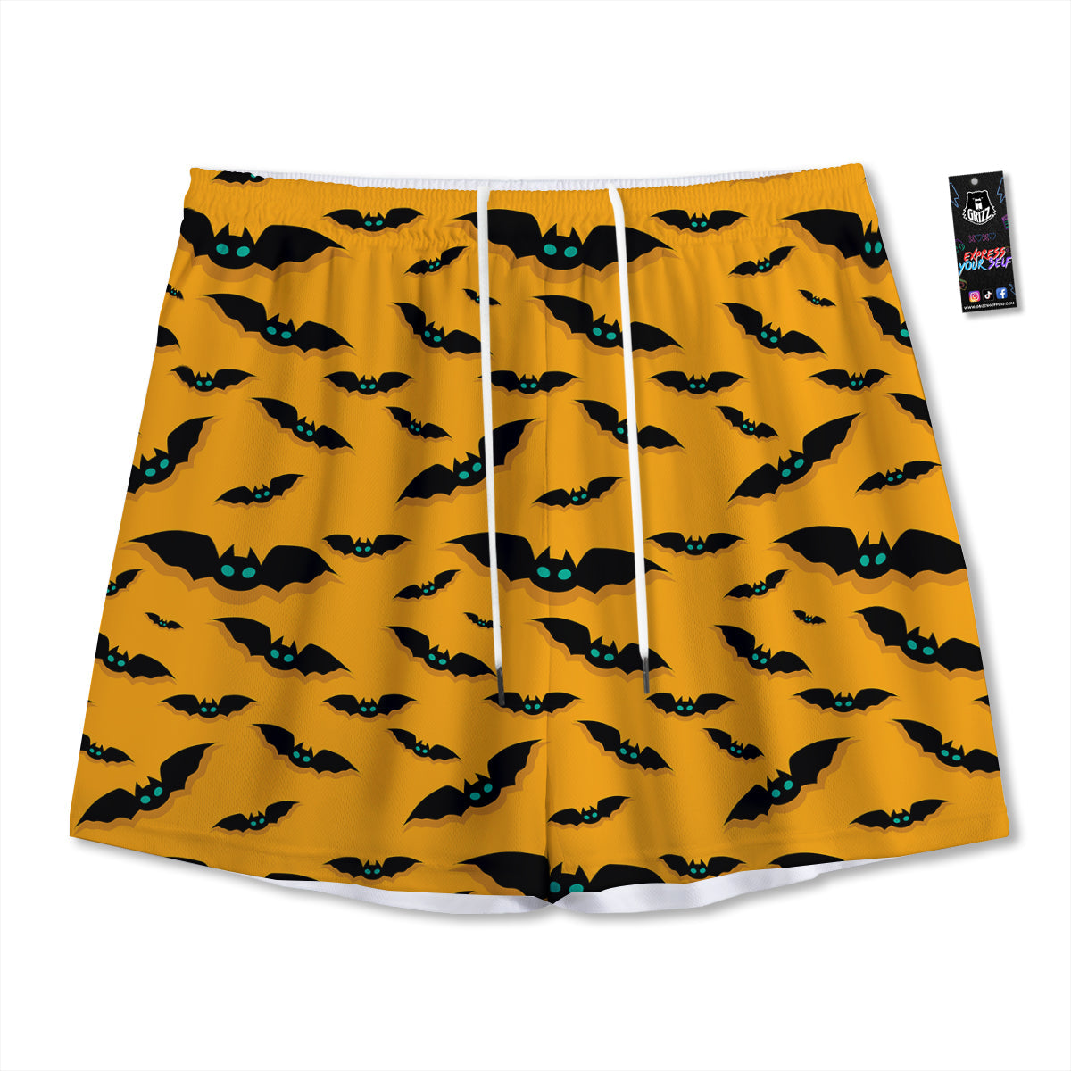 Vampire Bat Halloween Print Pattern Mesh Shorts