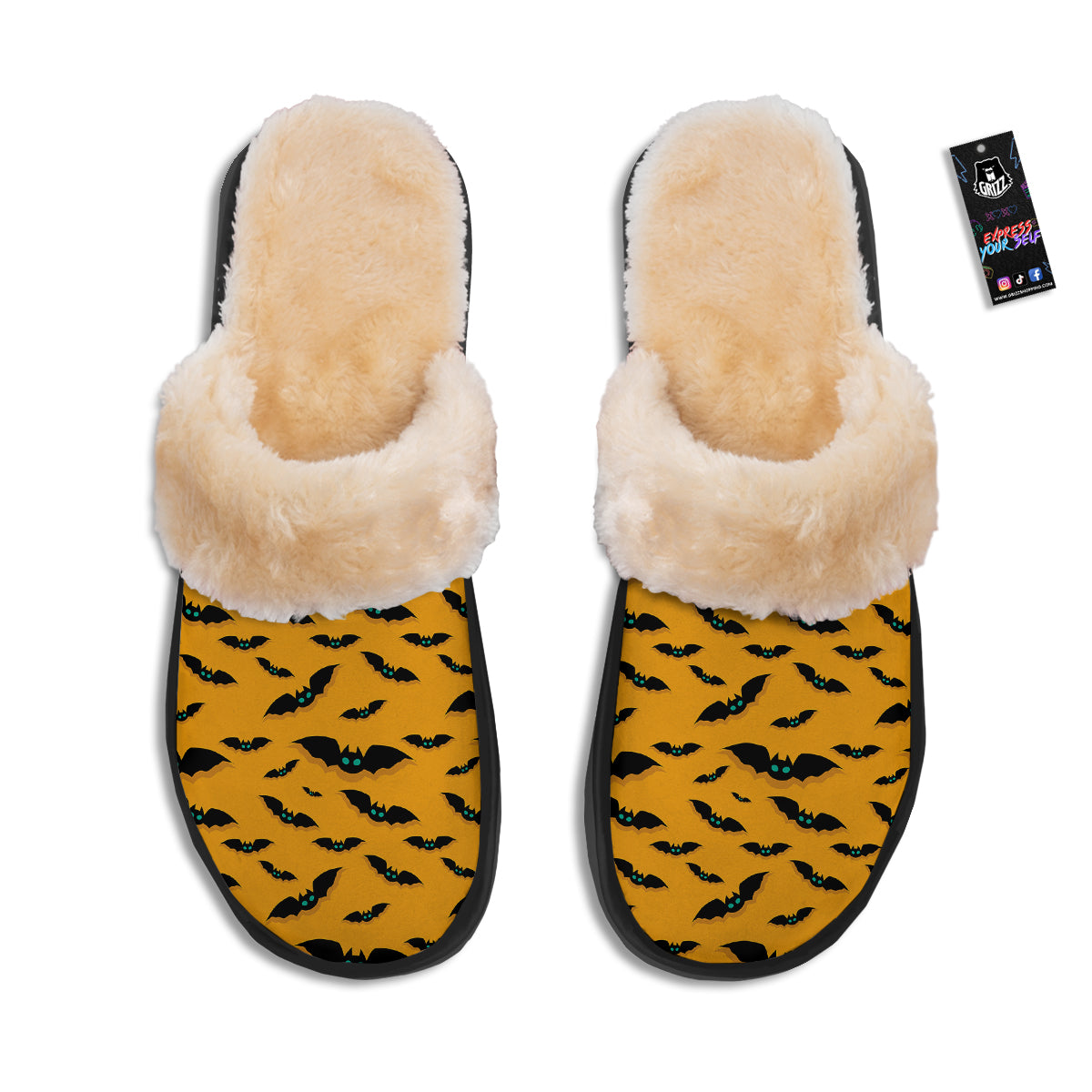 Vampire Bat Halloween Print Pattern Slippers-grizzshop