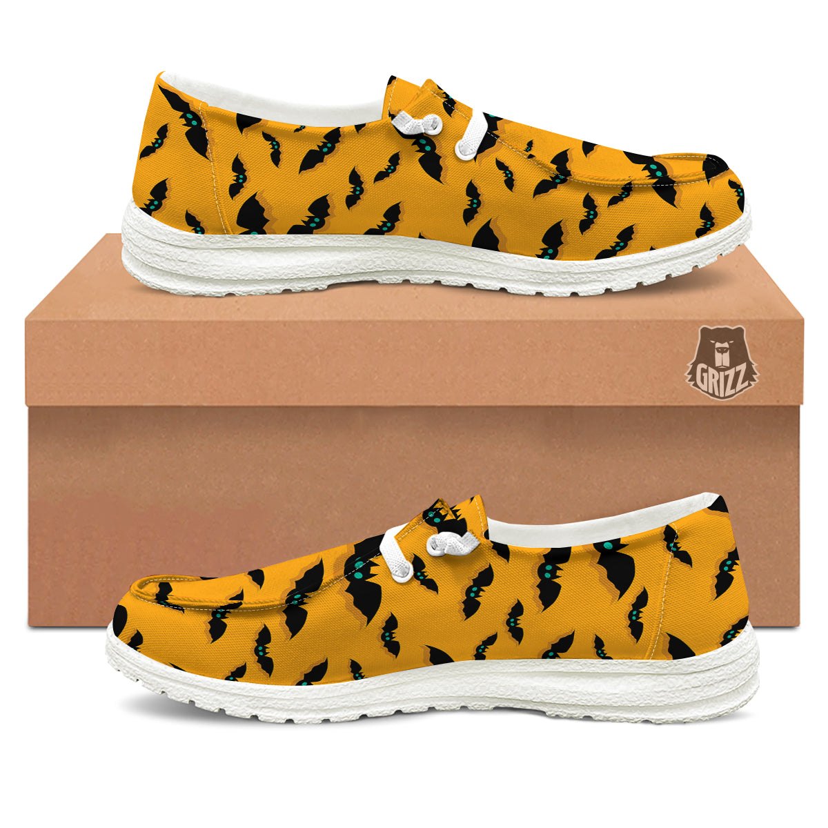 Vampire Bat Halloween Print Pattern White Loafers-grizzshop