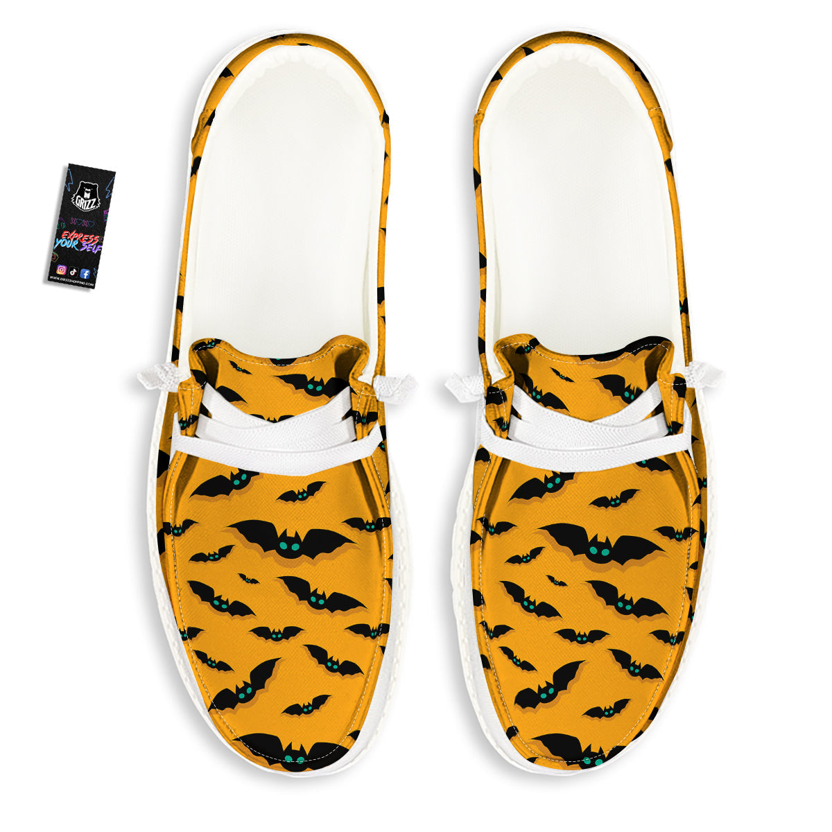 Vampire Bat Halloween Print Pattern White Loafers-grizzshop