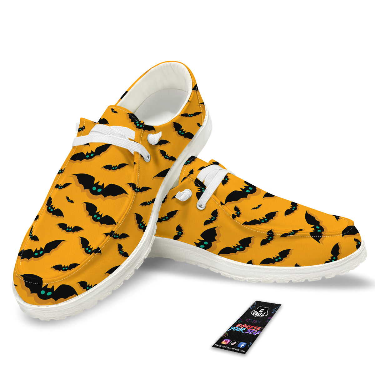 Vampire Bat Halloween Print Pattern White Loafers-grizzshop