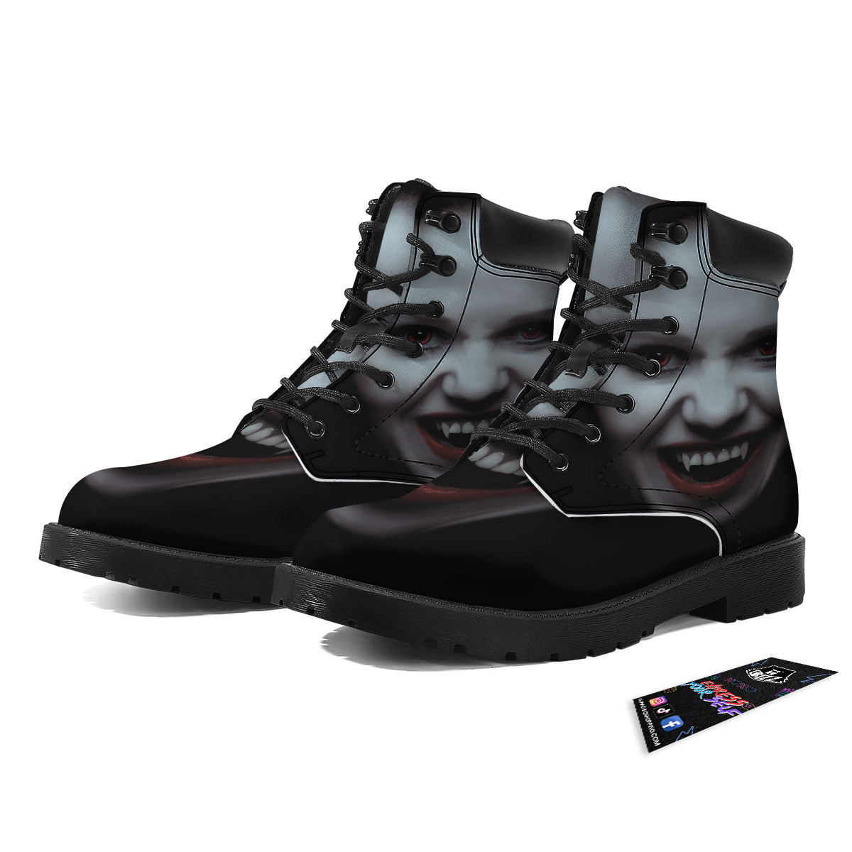 Vampire Girl Halloween Print Boots-grizzshop