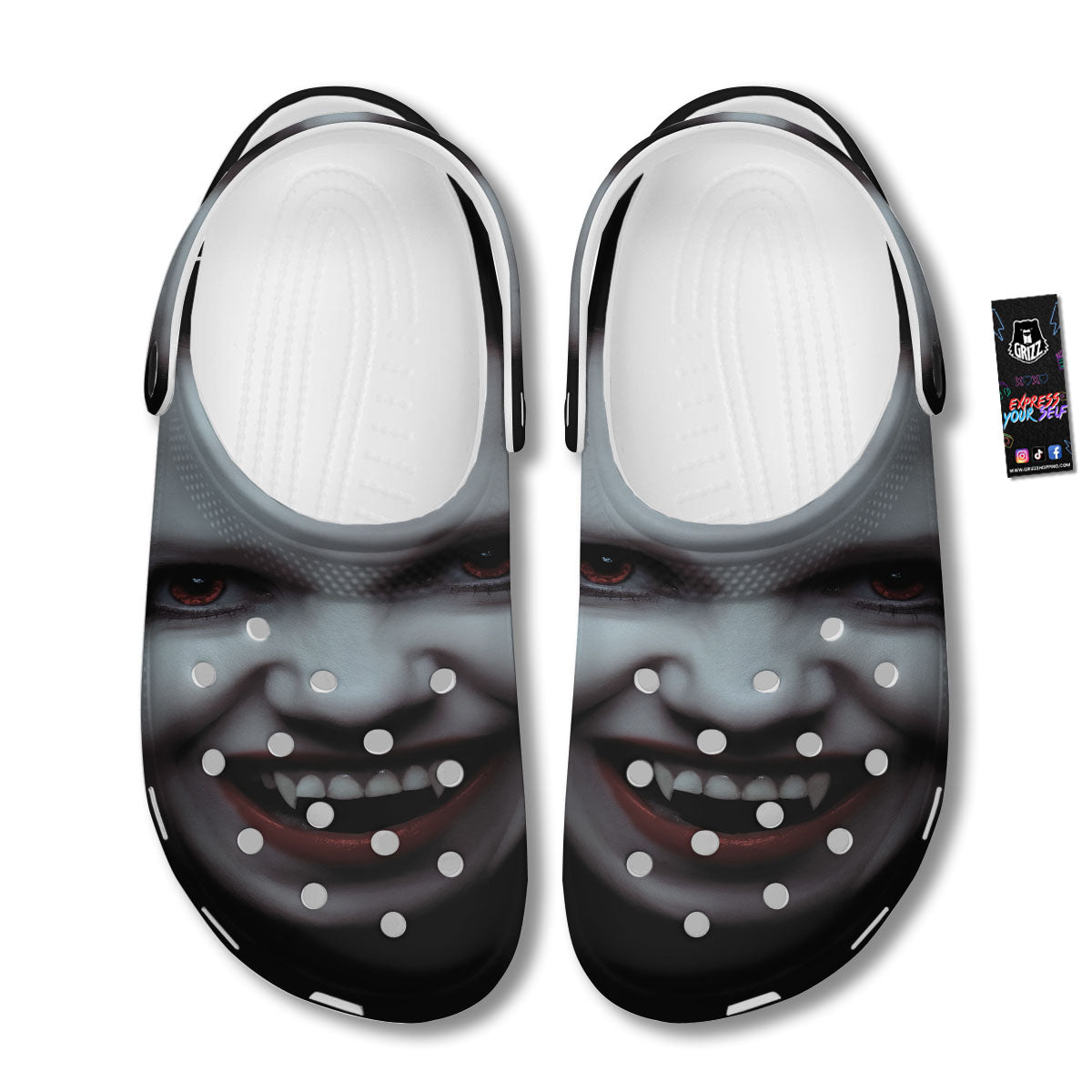 Vampire Girl Halloween Print Clog-grizzshop
