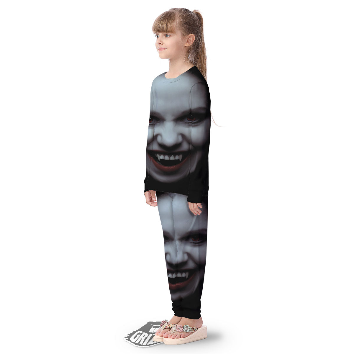 Vampire Girl Halloween Print Kid's Pajamas-grizzshop
